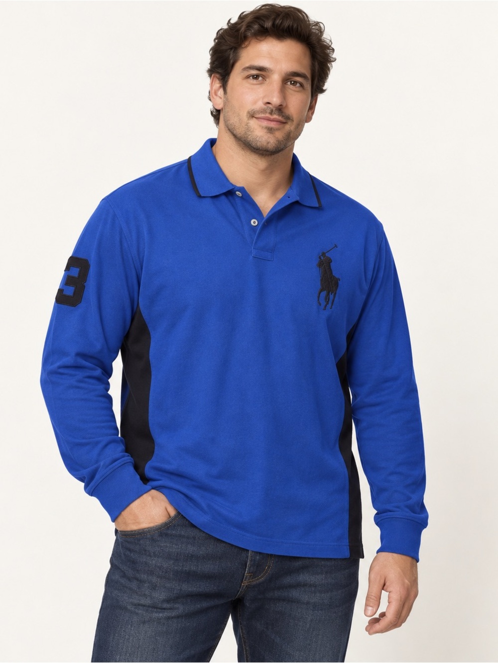 Polo Ralph Lauren Big Pony Long Sleeve Polo Men’s XL Blue Custom Fit